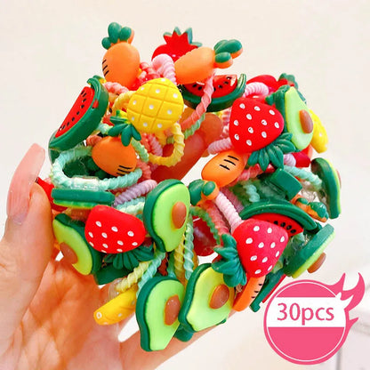 30pcs Children's Hair Circles Small Size Girl Cute Flower Non Harmful High Elastic Headband Baby Tied Little Jiujiu Rub