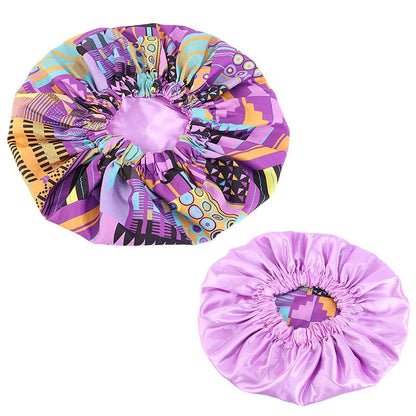 Extra Large Satin Lined Bonnet Women Big Size Beauty Print Satin Silk Bonnet Sleep Night Cap Head Cover Bonnet Hat Wholesale