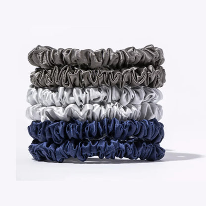 100% Pure Mulberry 6A Silk Hair Scrunchie Handmade Hairbands Women Girl Hair Accessories Pure Color Natural HairTies Box 6PCS