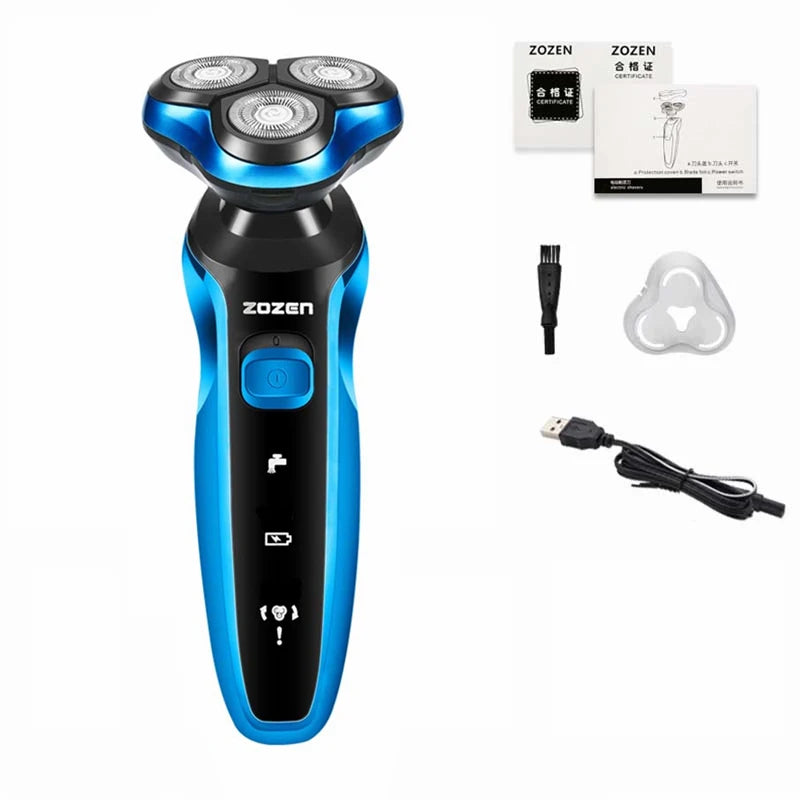 ZOZEN Electric Shaver Washable Rechargeable Electric Razor Shaving Machine for Men Body Hair Beard Trimmer Wet-Dry Use Washable