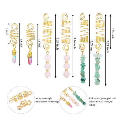 3pcs/set Crystal Hair Jewelry For Women Hexagonal Column Butterfly Charm Dreadlock Headwear Dangle Dreadlock Hair Accessories