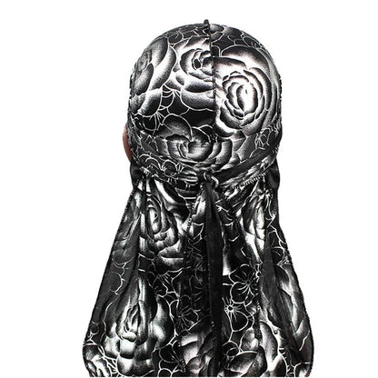 New Men's Print Silky Durags Turban Bandanas Headwear Men Silk DuRag Doo Rag Pirate Hat Wave Caps Hair Accessories Durags