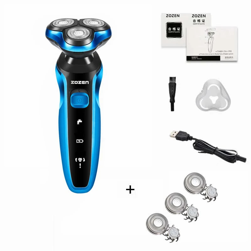 ZOZEN Electric Shaver Washable Rechargeable Electric Razor Shaving Machine for Men Body Hair Beard Trimmer Wet-Dry Use Washable