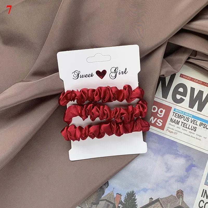 3Pcs/set Silk Satin Scrunchies Women Solid Color Hair Rope Elegant Ponytail Holder Rubber Band Elastic Hairband Hair Accessories