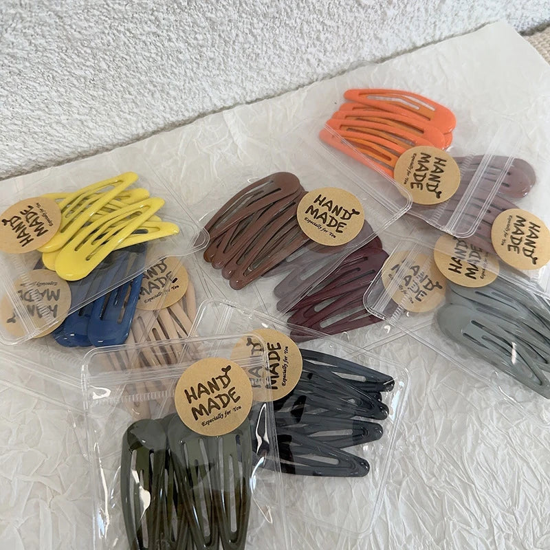 5Pcs/Set Waterdrop Shape Hair Clip Solid Color Bangs Clip Milk Coffee BB Hairpins Handmade Kids Girls Side Clip Hair Accessories