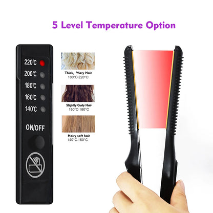 Professional Ceramic Flat Iron 2 in 1 Hair Straightener Short Hair Fluffy Pencil Hair Curler