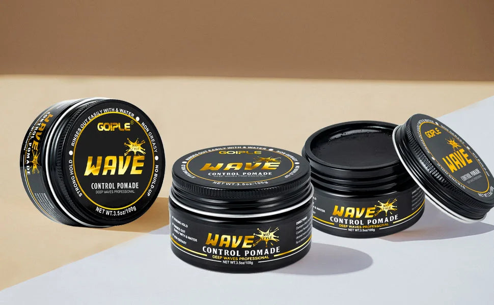 Wave Pomade 360 Wash Shampoo Kit for Men Black Strong Hold Deep Sport Waves Training Hair Cream Wavy Layered Control Silky Shine