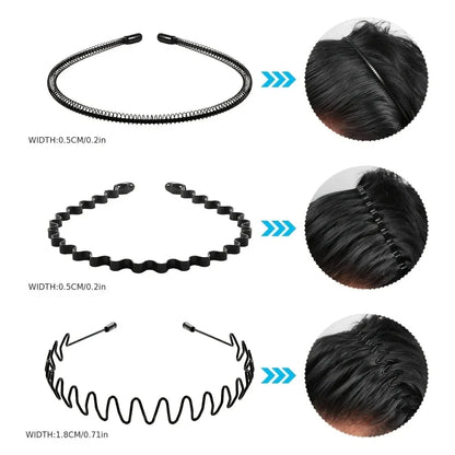 5/6pcs Metal Headband for Men / Women Fashion Hair Bands Outdoors Sports Non Slip Smooth Elastic Teeth Comb Hair Accessories
