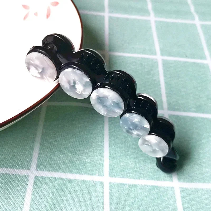 Simple Marble Pattern Banana Clip Elegant Women Acetate Leopard Ponytail Holder Hair Clip Casual Tortoiseshell Large Hairpin