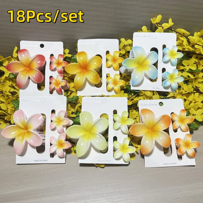 18Pcs Egg Flower Hair Clips Gradient Candy Color Flowers Suitable for Daily Use Backcombed Ponytail Shark Clip Hair Accessories