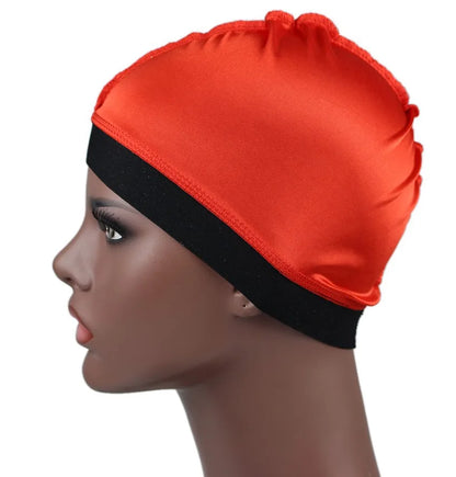 Silky Dome Cap For Making Wigs Men Satin Elastic Band Bandanas Bottom Cap Spandex Cooling Cap Silk Based Beanie Bonnet  Wave Cap