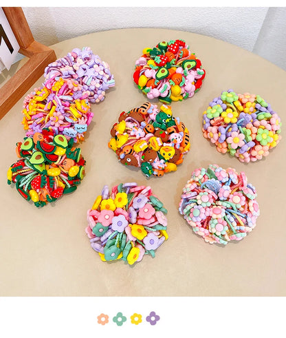 30pcs Children's Hair Circles Small Size Girl Cute Flower Non Harmful High Elastic Headband Baby Tied Little Jiujiu Rub