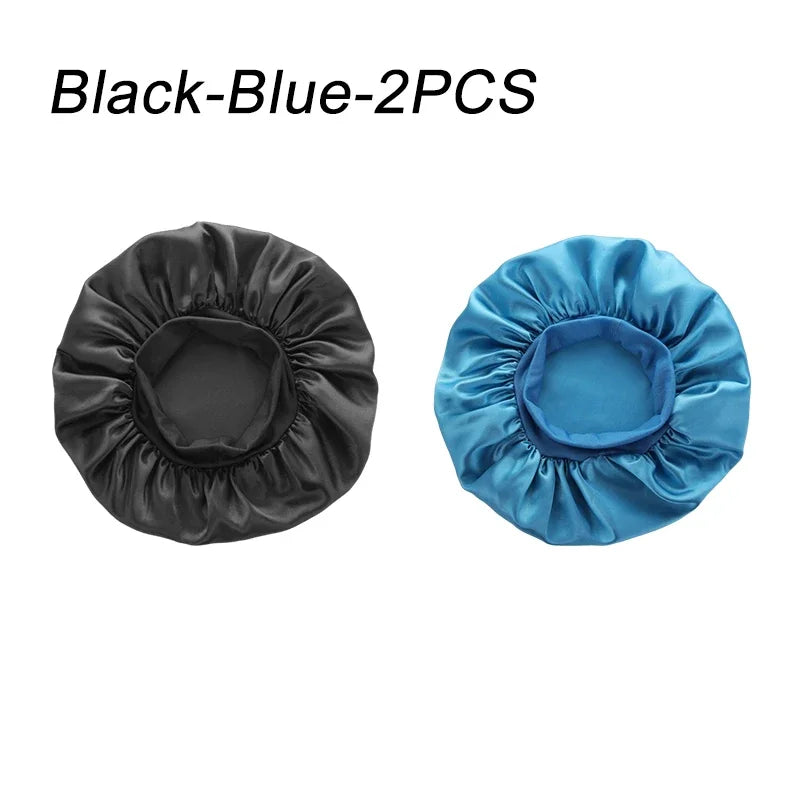 New Women's Satin Solid Wide-brimmed Sleeping Hat Unisex Head Wrap Elastic Band Cap Hair Care Bonnet Night Hat bonnet de nuit