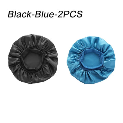 New Women's Satin Solid Wide-brimmed Sleeping Hat Unisex Head Wrap Elastic Band Cap Hair Care Bonnet Night Hat bonnet de nuit