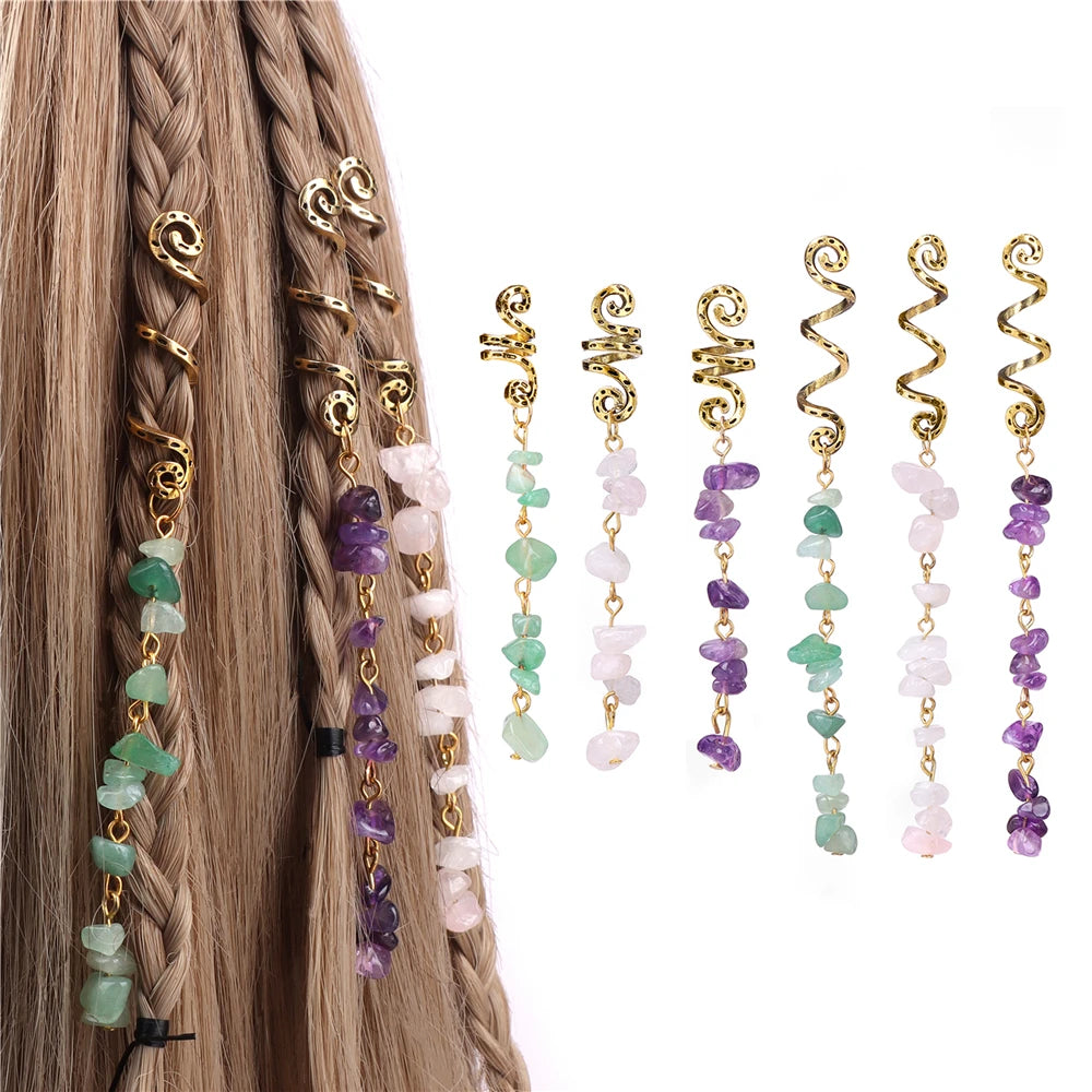3pcs/set Crystal Hair Jewelry For Women Hexagonal Column Butterfly Charm Dreadlock Headwear Dangle Dreadlock Hair Accessories