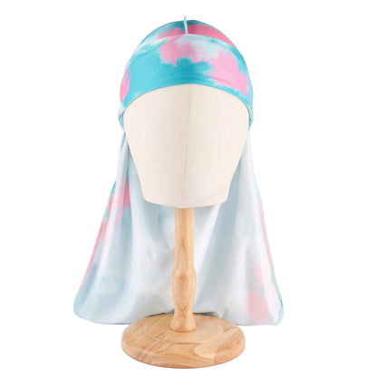 Spandex Durag & Wave Cap Set Longtail Hiphap Fashion Head Wrap