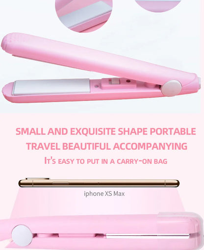Mini Hair Straightener Clipboard Small Power Plug Curling Hair Straight Hair Girls Air Bangs Portable Hair Straightener