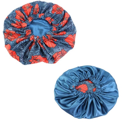 Extra Large Satin Lined Bonnet Women Big Size Beauty Print Satin Silk Bonnet Sleep Night Cap Head Cover Bonnet Hat Wholesale
