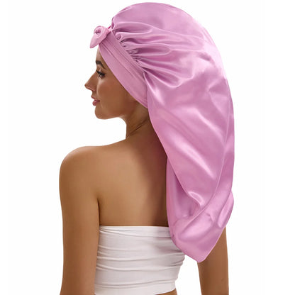 Women Long Tail Satin Hair Bonnet, Color Elastic Band Hair Care Hat, Bonnet for Hair Treatment Bonnet Satin Bonnet