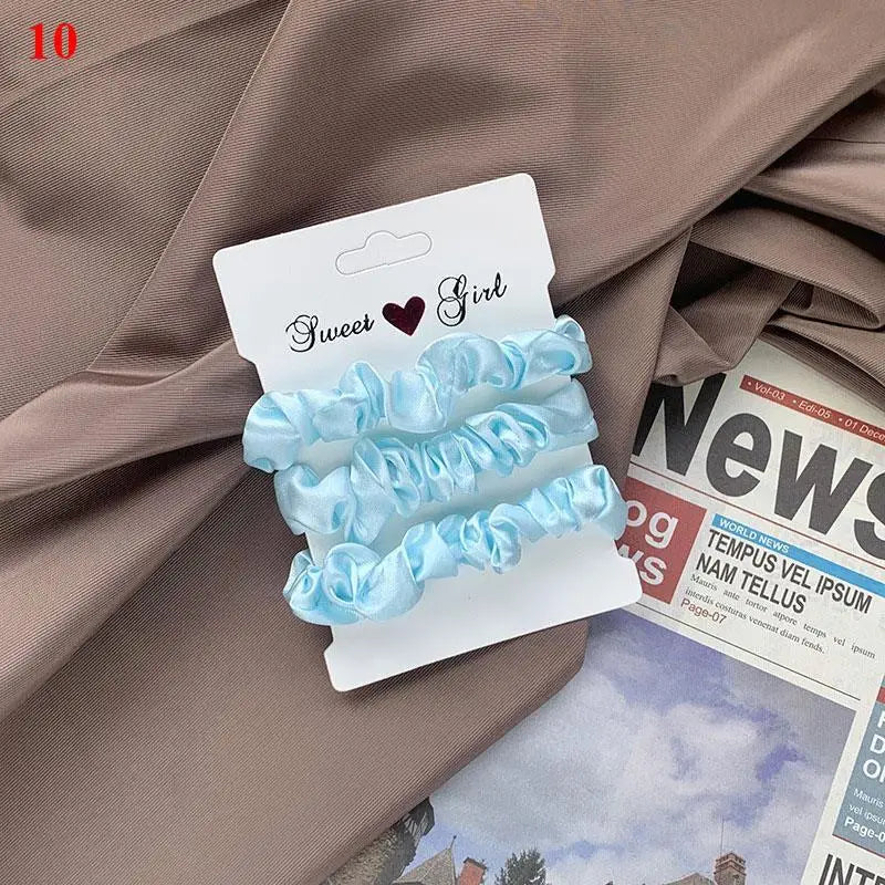 3Pcs/set Silk Satin Scrunchies Women Solid Color Hair Rope Elegant Ponytail Holder Rubber Band Elastic Hairband Hair Accessories