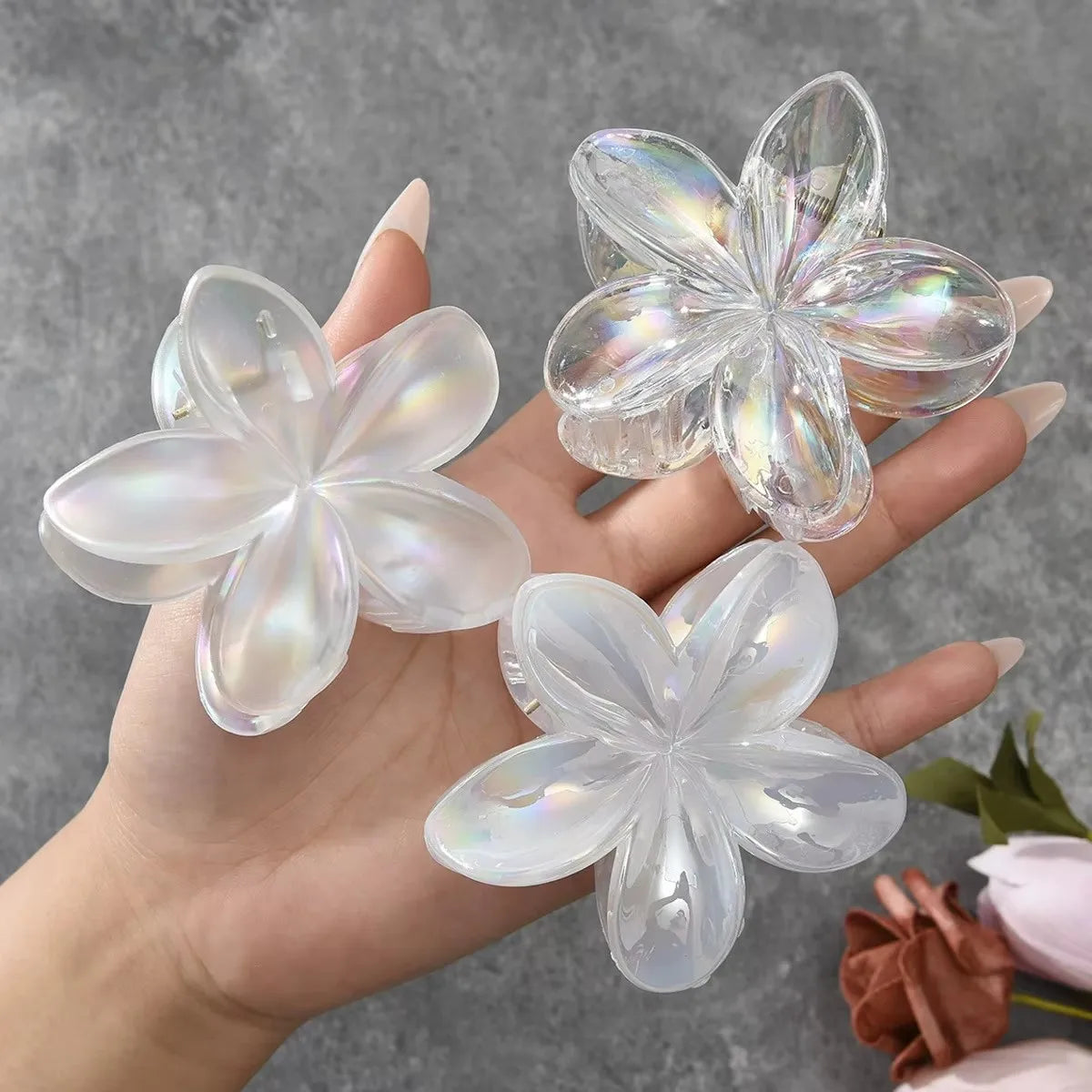 18Pcs Egg Flower Hair Clips Gradient Candy Color Flowers Suitable for Daily Use Backcombed Ponytail Shark Clip Hair Accessories