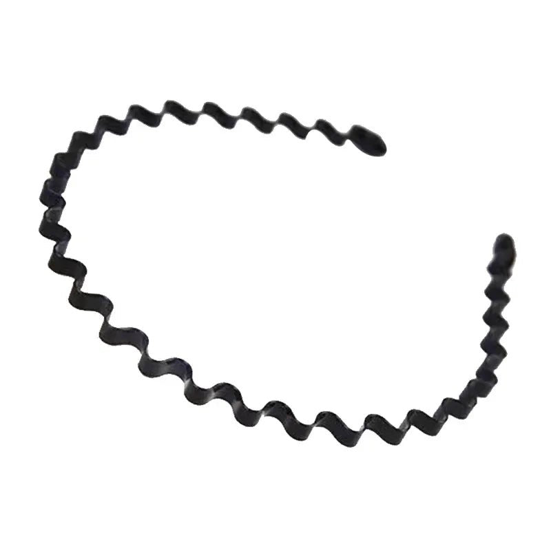 Unisex Black Elastic Non Slip Simple Metal Headbands For Men Women Wavy Hairband Spring Hair Hoop Fashion Hair Accessories