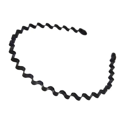 Unisex Black Elastic Non Slip Simple Metal Headbands For Men Women Wavy Hairband Spring Hair Hoop Fashion Hair Accessories