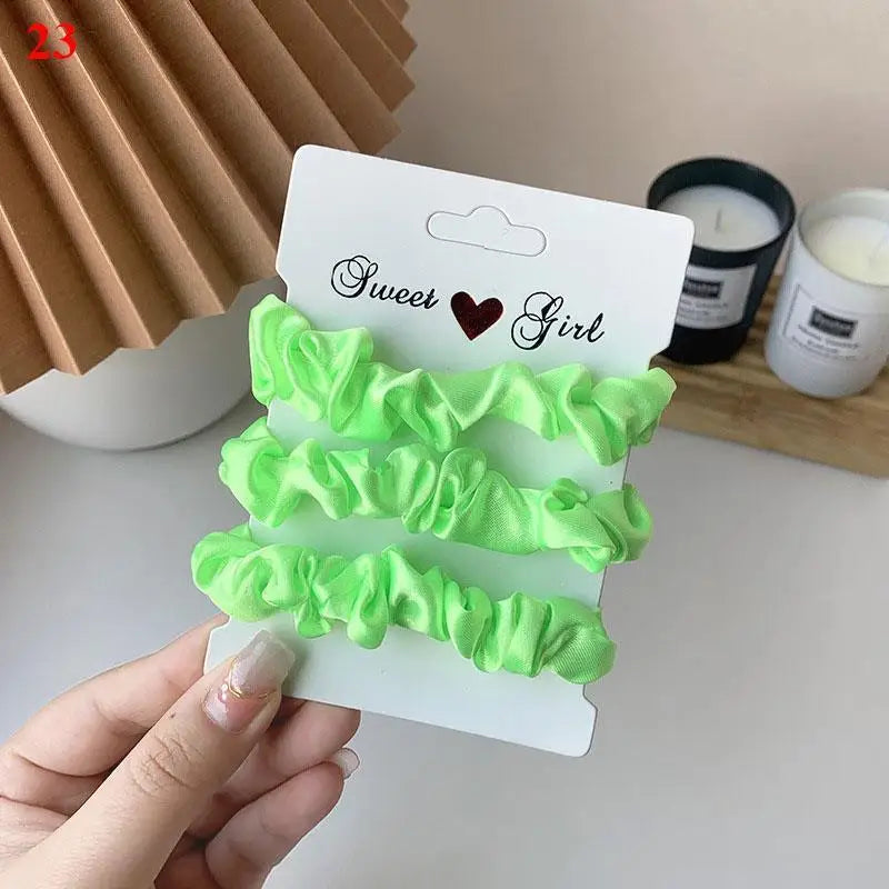 3Pcs/set Silk Satin Scrunchies Women Solid Color Hair Rope Elegant Ponytail Holder Rubber Band Elastic Hairband Hair Accessories
