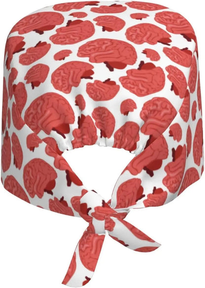 Japanese Wave Cherry Blossoms Working Cap Scrub Cap with Sweatband Adjustable Unisex Women Tie Back Hat Nurse  Caps