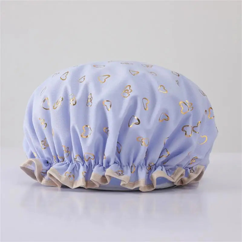 1pc Waterproof Shower Cap Satin Beanie Hair Bonnet Bath Accessories Shampoo Women Shower Caps Bathroom Dust-proof Set