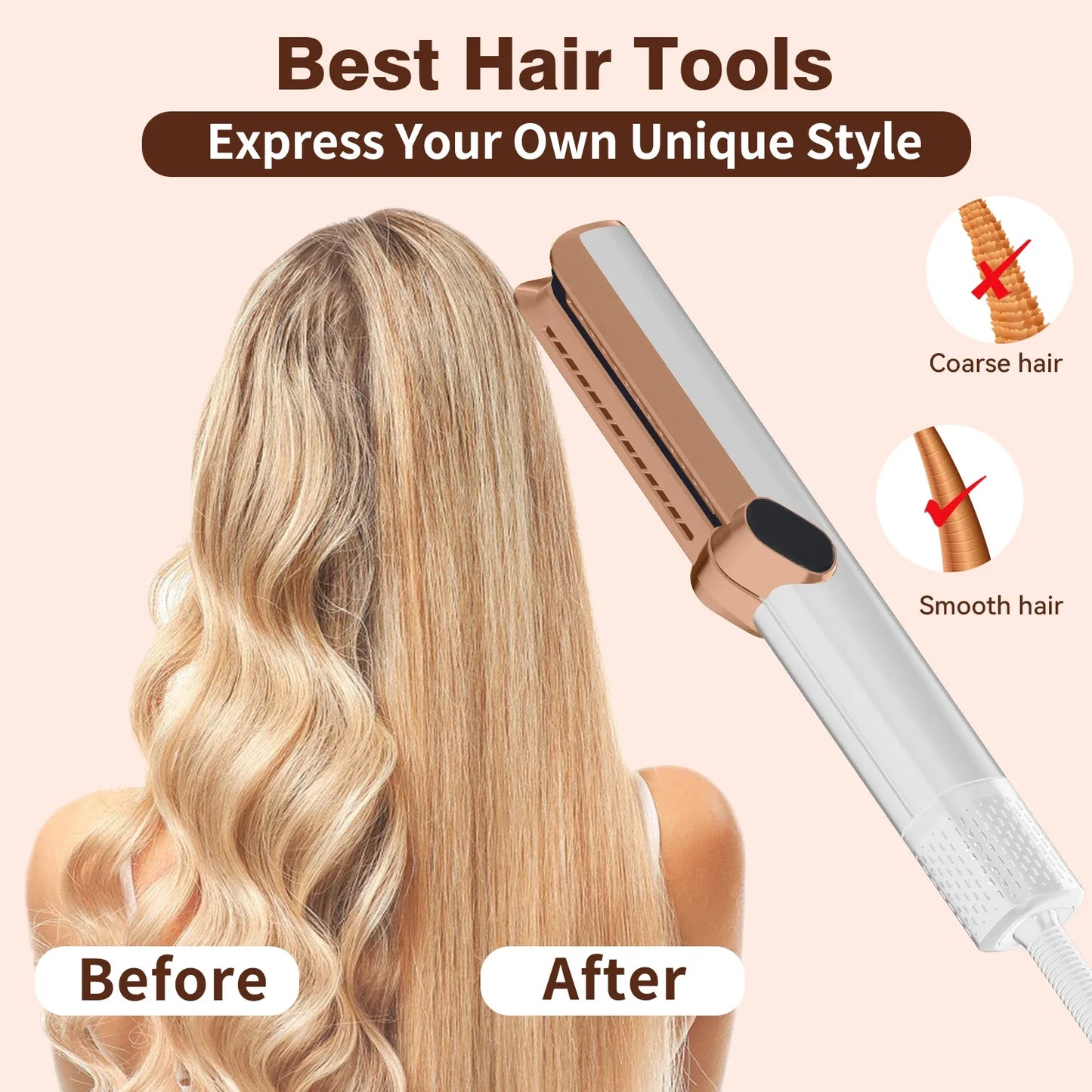 2in 1 LCD Display Professional Negative Ion Air Flow Straightening Hair Straightener Hair Dryer Hair Negative Ion Flat Iron