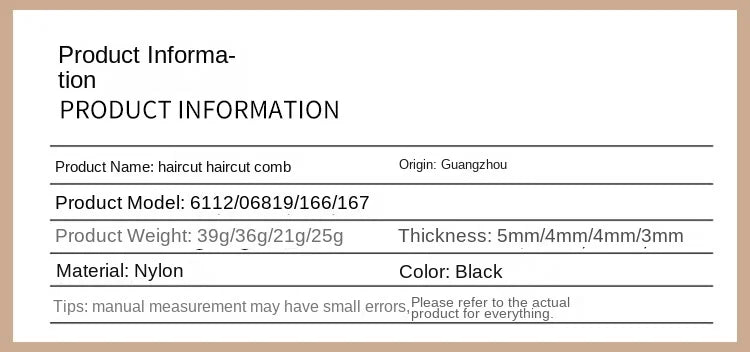 Professional Hair Cutting Comb Women Mens Hair Cut Comb High Quality Thicken Barber Salon Hair Style Comb Hairdressing Hairbrush