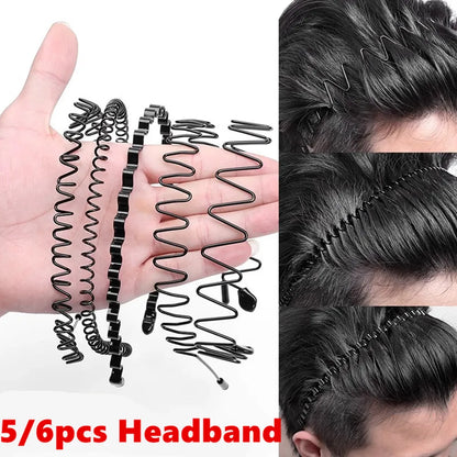 5/6pcs Metal Headband for Men / Women Fashion Hair Bands Outdoors Sports Non Slip Smooth Elastic Teeth Comb Hair Accessories