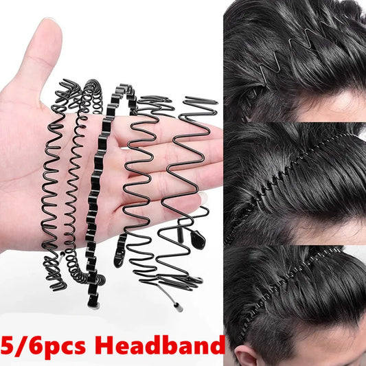 5/6pcs Metal Headband for Men / Women Fashion Hair Bands Outdoors Sports Non Slip Smooth Elastic Teeth Comb Hair Accessories