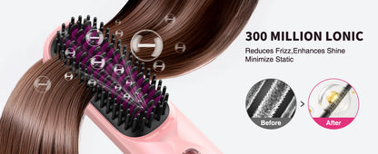 Cordless Hair Straightener Brush 450°F Adjustable Temp 30s Fast Heating 10000mAh Travel Wireless Straightening Comb Adult Kids