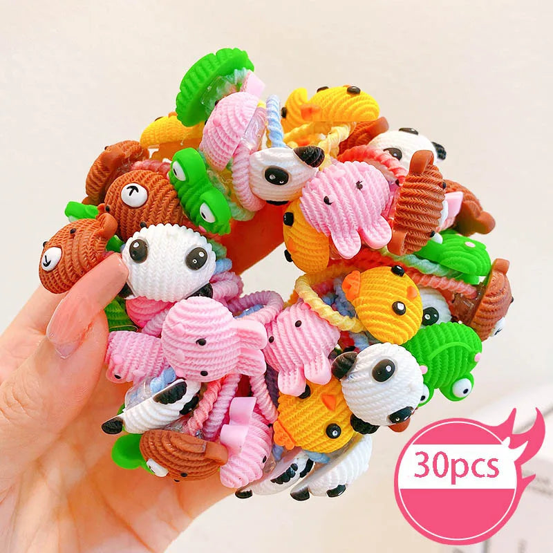30pcs Children's Hair Circles Small Size Girl Cute Flower Non Harmful High Elastic Headband Baby Tied Little Jiujiu Rub