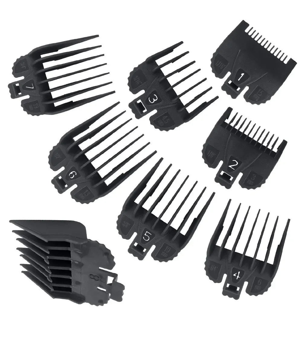 8Pcs/Set Professional Hair Cutting Guide Comb Clipper Limit Comb Trimmer Cutting Styling Tools Attachment Compatible 1.5mm-25mm
