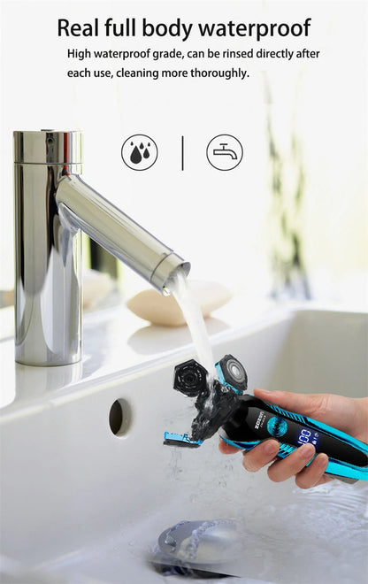 ZOZEN Electric Shaver Washable Rechargeable Electric Razor Shaving Machine for Men Body Hair Beard Trimmer Wet-Dry Use Washable