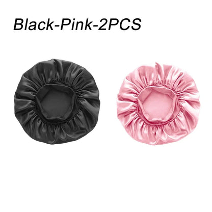 New Women's Satin Solid Wide-brimmed Sleeping Hat Unisex Head Wrap Elastic Band Cap Hair Care Bonnet Night Hat bonnet de nuit
