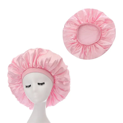 New Women's Satin Solid Wide-brimmed Sleeping Hat Unisex Head Wrap Elastic Band Cap Hair Care Bonnet Night Hat bonnet de nuit