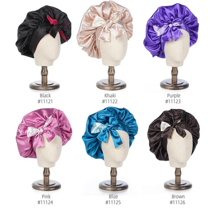 Double Layer Satin BonnetLarge Satin Bonnet Bonnet Hair Bonnet for Sleeping, Reusable Adjusting Hair Care Wrap Cap Sleep Caps Fo