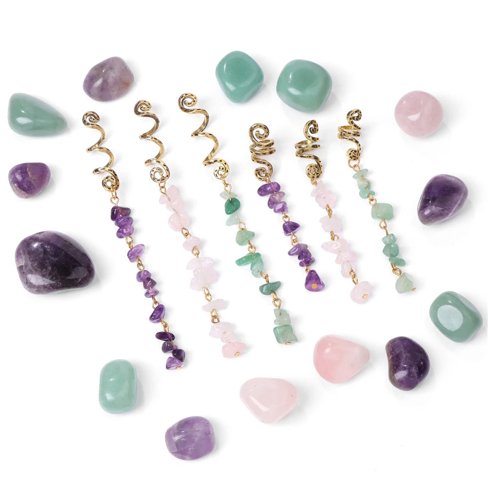 3pcs/set Crystal Hair Jewelry For Women Hexagonal Column Butterfly Charm Dreadlock Headwear Dangle Dreadlock Hair Accessories
