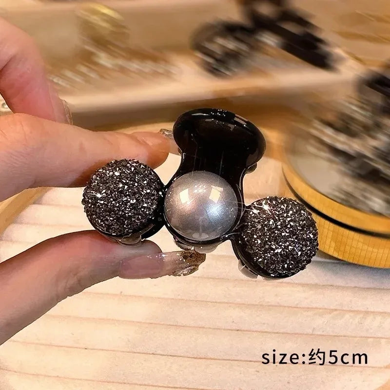 Korean 1/2pcs Sweet Black Red Bow Small Hair Claw Clip Princess Velvet Bow Hair Clip Claw Clamp Headwear Girls Women