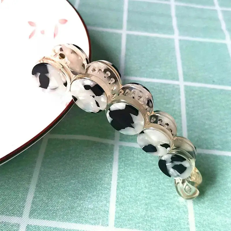 Simple Marble Pattern Banana Clip Elegant Women Acetate Leopard Ponytail Holder Hair Clip Casual Tortoiseshell Large Hairpin