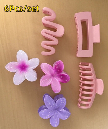 18Pcs Egg Flower Hair Clips Gradient Candy Color Flowers Suitable for Daily Use Backcombed Ponytail Shark Clip Hair Accessories