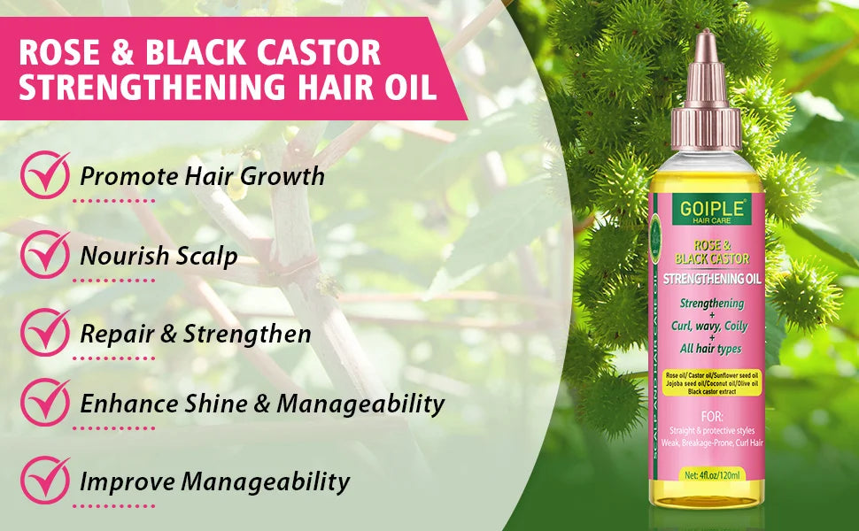 Rose & Black Castor Oil for Hair Growth Edge Control Wax Set No Flaking Black Hair Edge Styling Gel Smoother Braid Bonnet