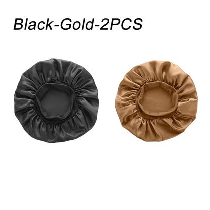New Women's Satin Solid Wide-brimmed Sleeping Hat Unisex Head Wrap Elastic Band Cap Hair Care Bonnet Night Hat bonnet de nuit