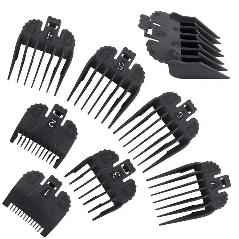 8Pcs/Set Professional Hair Cutting Guide Comb Clipper Limit Comb Trimmer Cutting Styling Tools Attachment Compatible 1.5mm-25mm