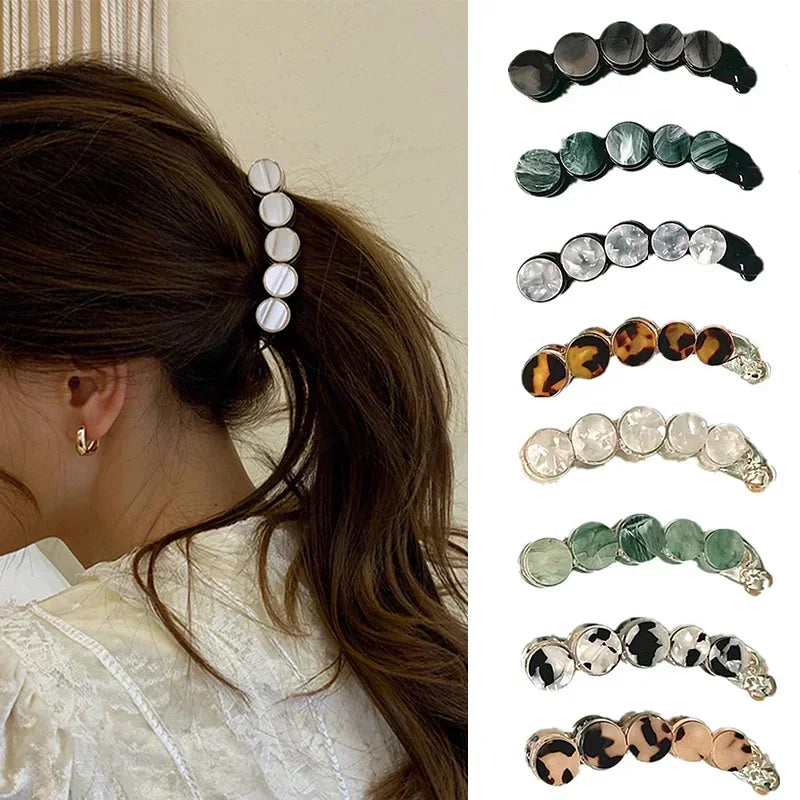 Simple Marble Pattern Banana Clip Elegant Women Acetate Leopard Ponytail Holder Hair Clip Casual Tortoiseshell Large Hairpin