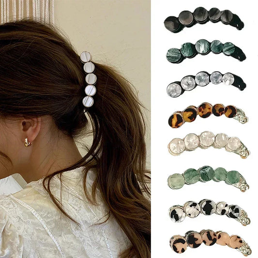 Simple Marble Pattern Banana Clip Elegant Women Acetate Leopard Ponytail Holder Hair Clip Casual Tortoiseshell Large Hairpin
